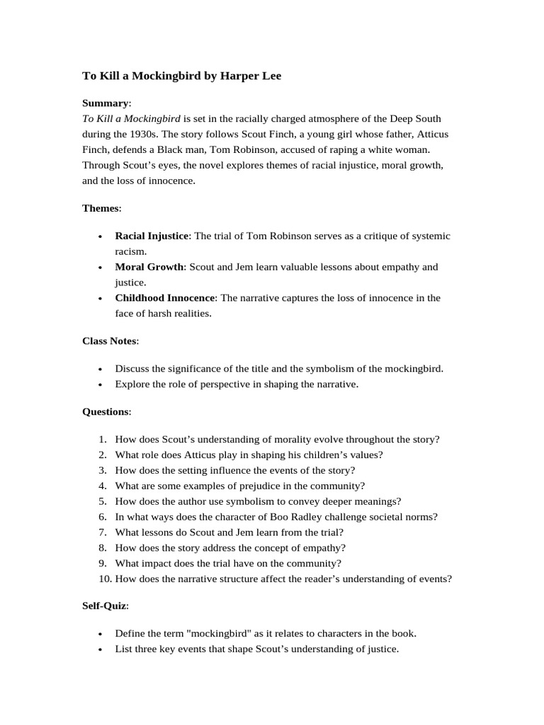 To Kill a Mockingbird Overview | PDF
