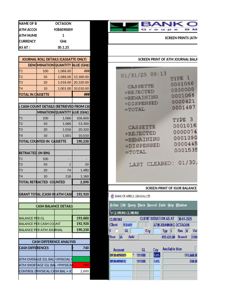 ATM Cash Count and Balance Report | PDF | Automated Teller Machine | Cash