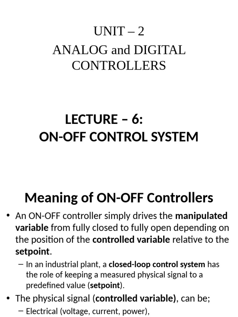 On-Off Control System Overview | PDF | Control Theory | Temperature