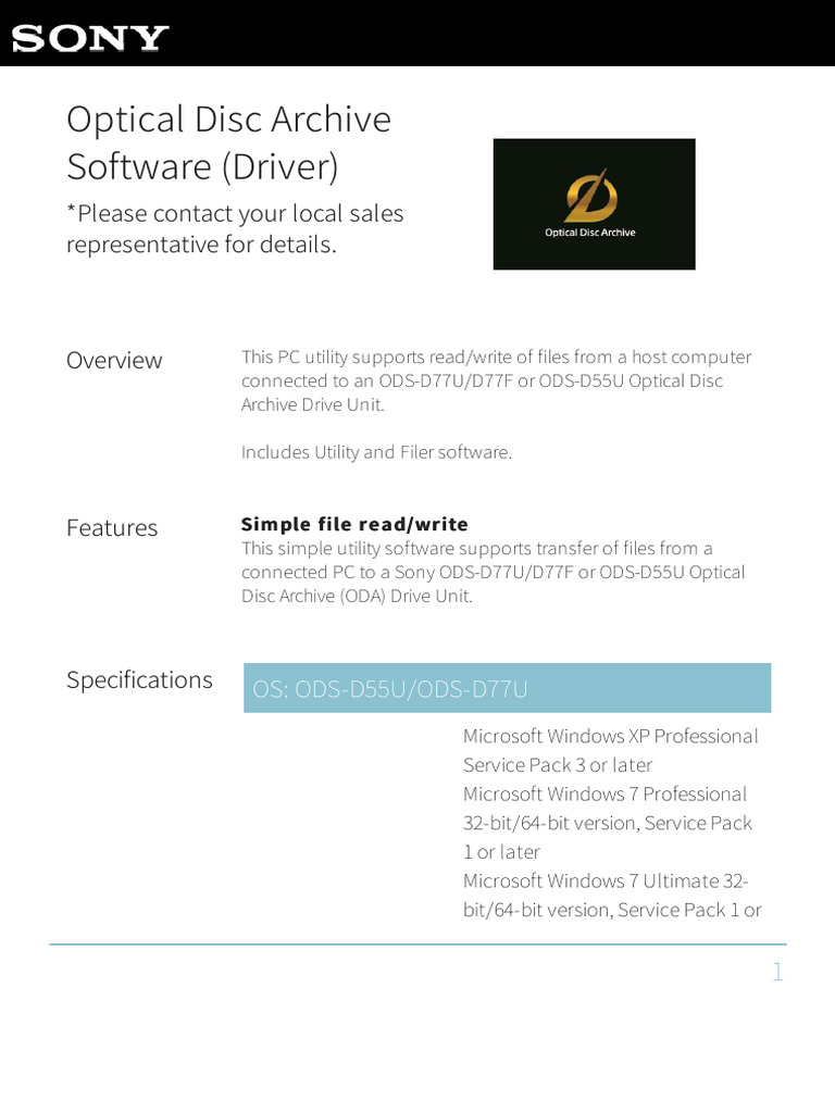 Optical Disc Archive Software Driver | PDF | Microsoft Windows | Usb