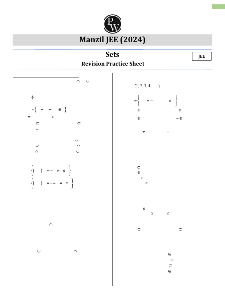 Sets - Practice Sheet | PDF | Mathematical Logic