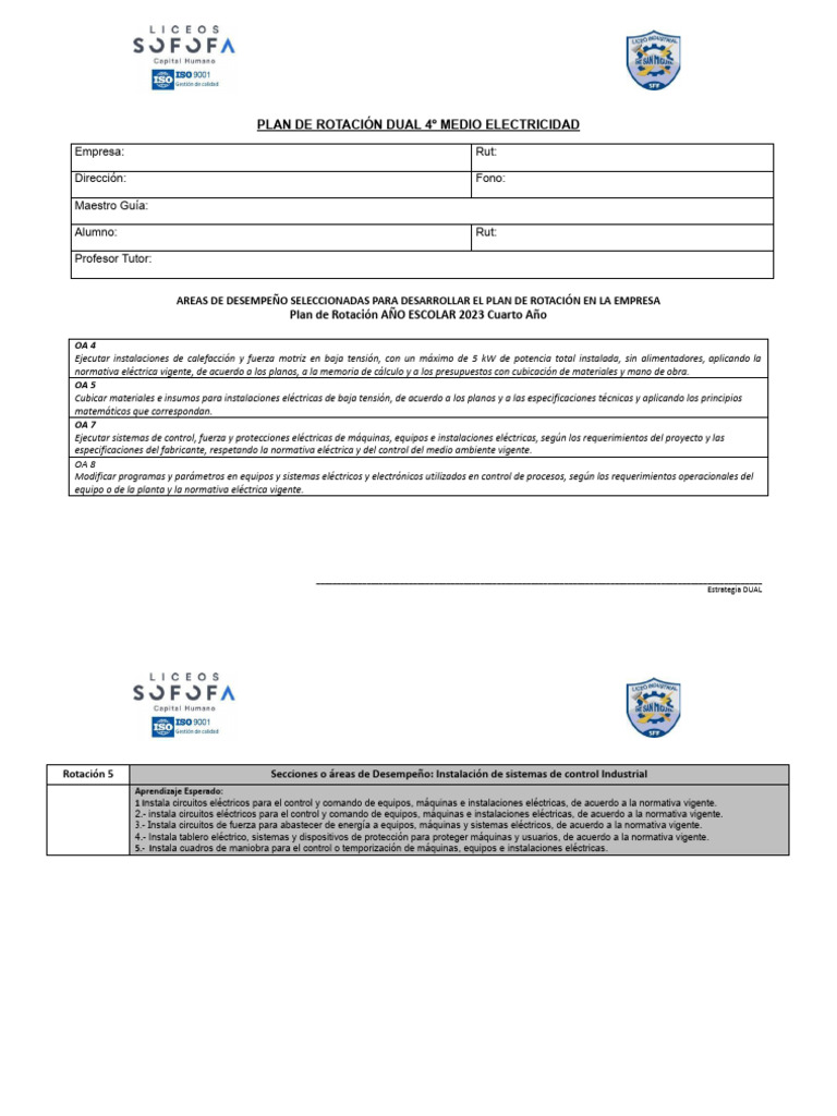 Plan de Rotación Dual 4º Medio Electricidad | PDF | Ingenieria ...