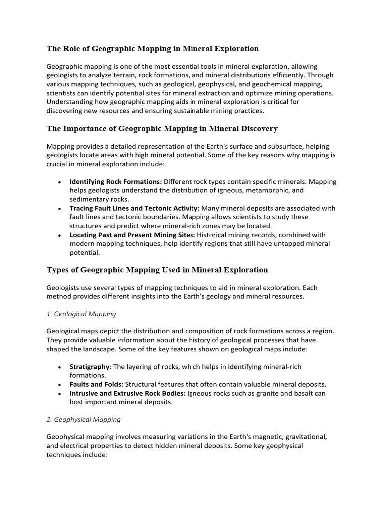 Geographic Mapping in Mineral Exploration | PDF | Geology | Rock (Geology)