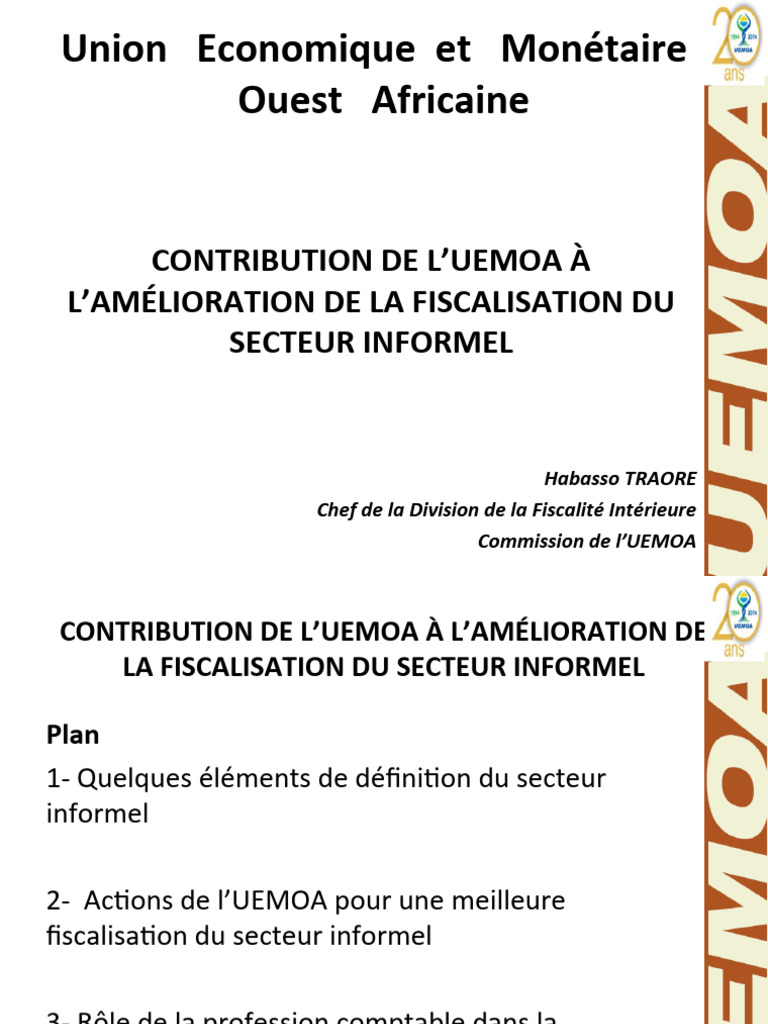 Fiscalisation du secteur informel en UEMOA | PDF | Impôts | Économie