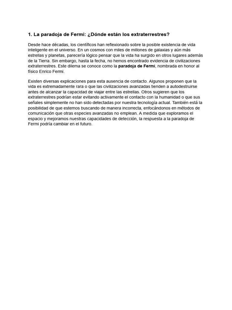 La Paradoja de Fermi | PDF