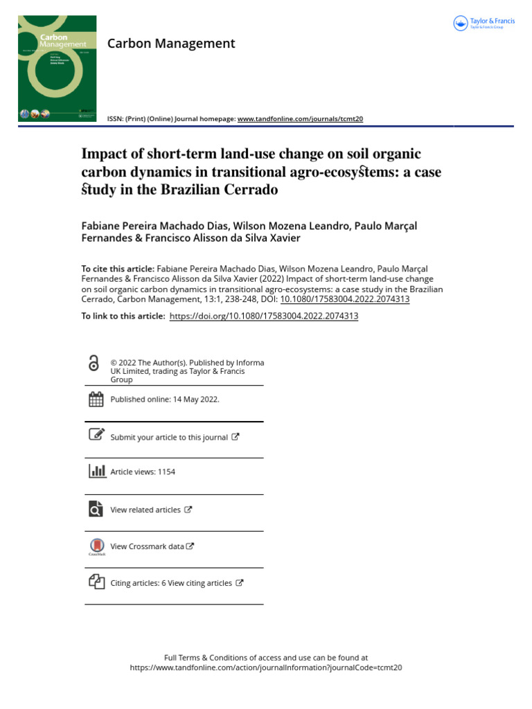 Impact of Short-Term Land-Use Change On Soil Organic Carbon Dynamics in ...