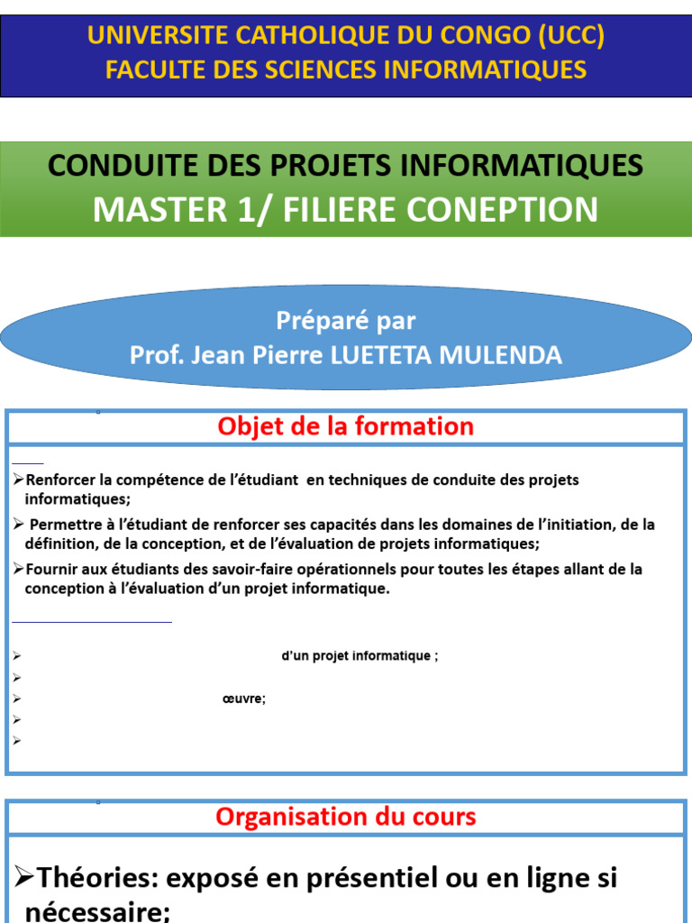 Conduite de Projets Informatiques UCC | PDF | Planification | Audit