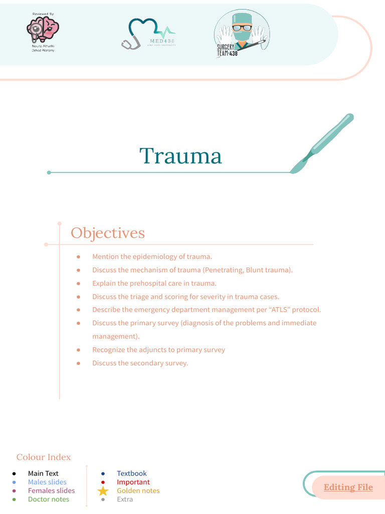 1- Trauma (Updated) | PDF | Major Trauma | Medicine