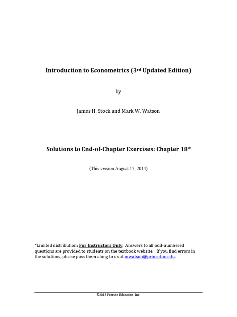 Econometrics Chapter 18 Exercise Solutions | PDF | Errors And Residuals ...