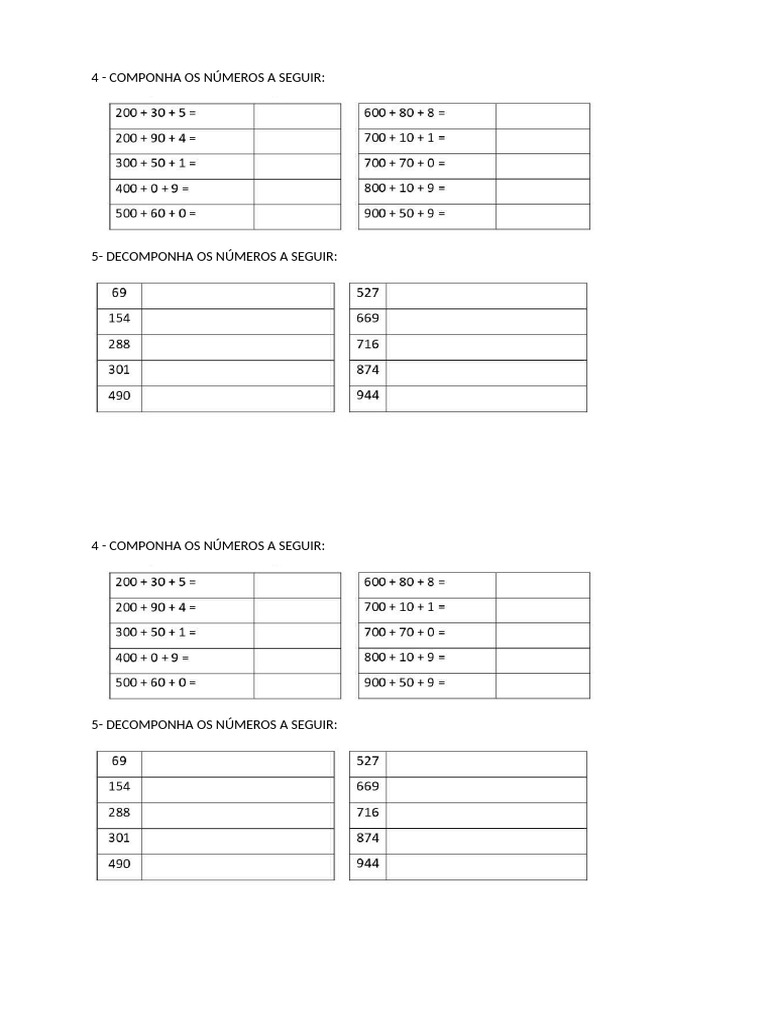 Composição e Decomposição de Números | PDF