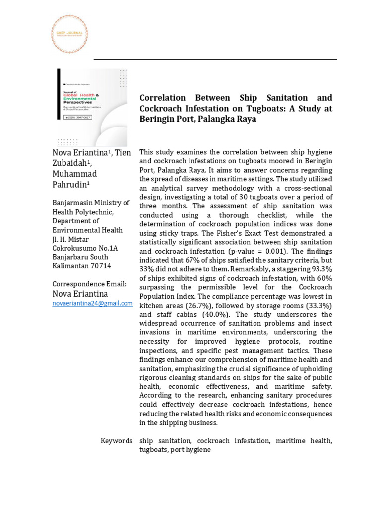 Correlation Between Ship Sanitation and Cockroach | PDF | Transport ...