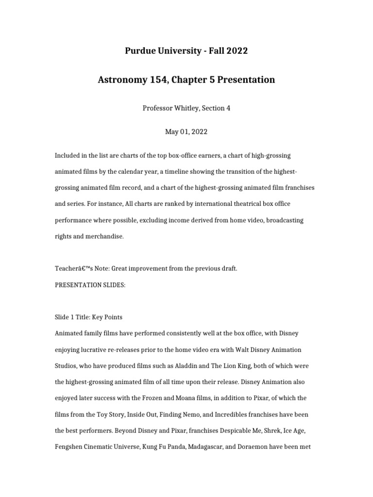 Astronomy 154 Chapter 5 Presentation | PDF | Animation | Walt Disney ...