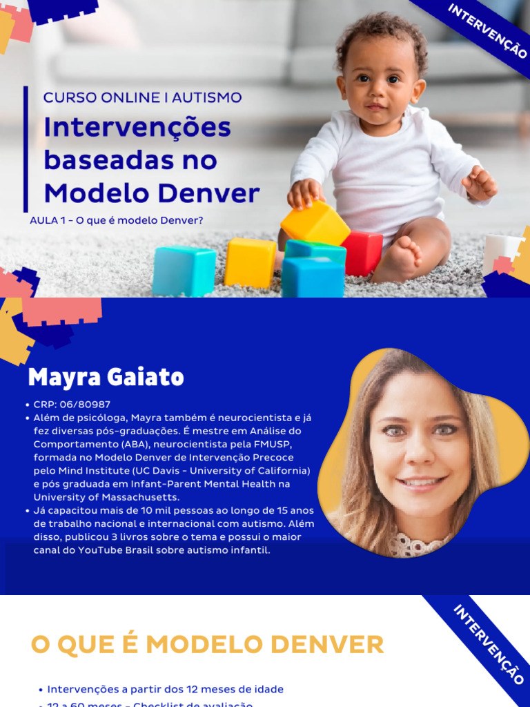 Aula 01 o Que e Modelo Denver | PDF | Aprendizado | Autismo