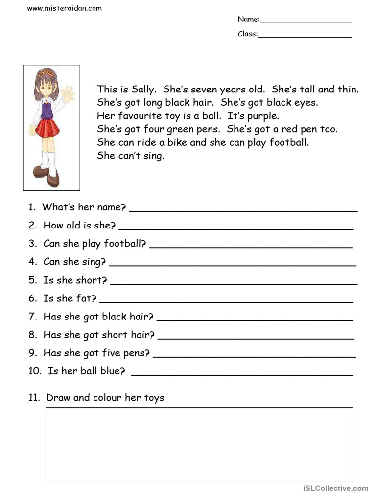 This is sally simple reading comprehension pdf
