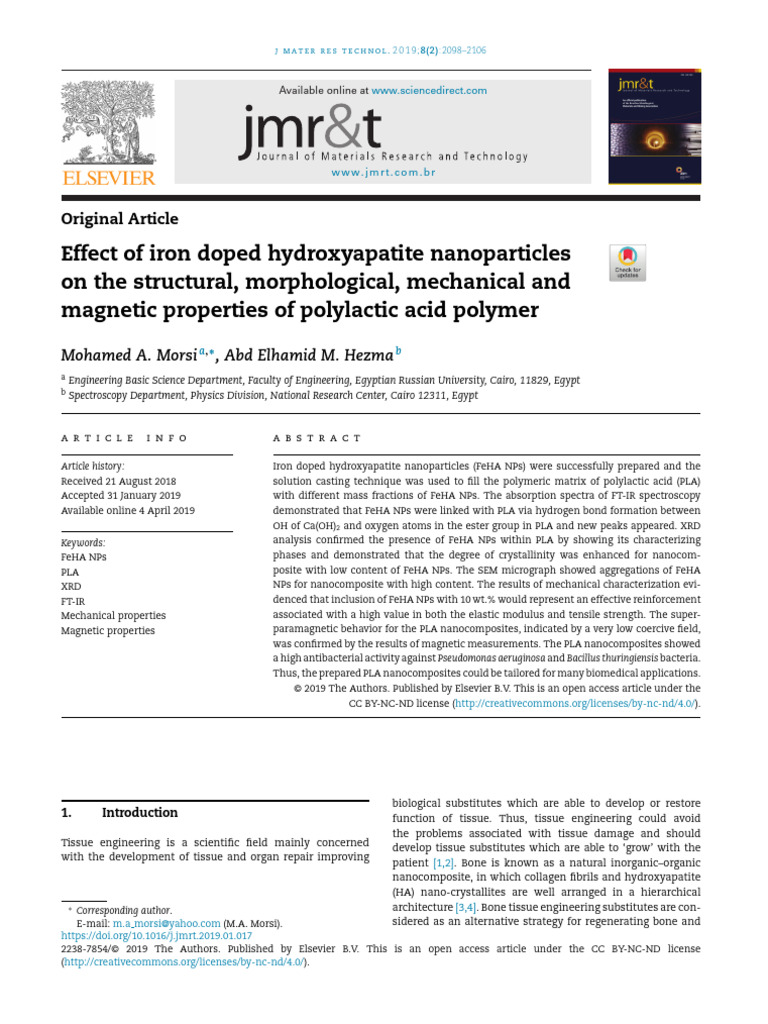 Effect of Iron Doped Hydroxyapatite Nanoparticles On T 2019 Journal of ...