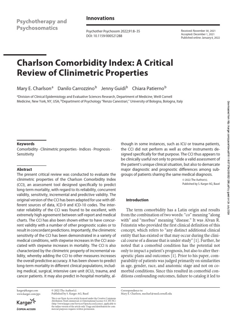Article 2022 - Charlson Comorbidity Index - Copie | PDF | Comorbidity ...