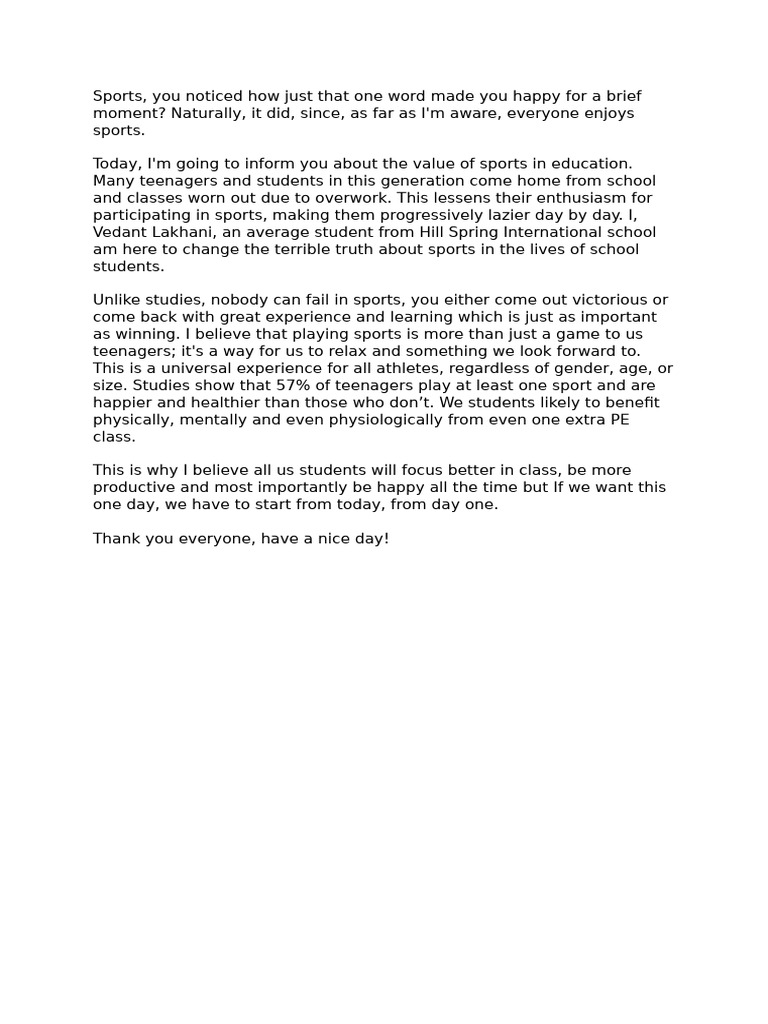 The Importance of Sports in Education | PDF