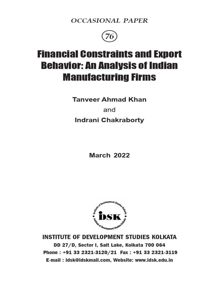 Financial Constraints in Indian Exports | PDF | Economies