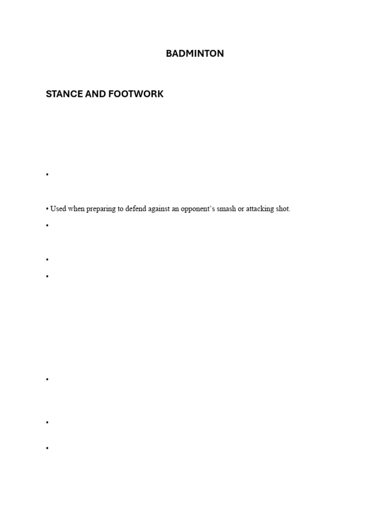 Badminton Stance and Footwork Guide | PDF