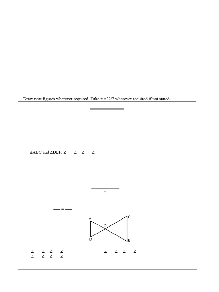 Class X Mathematics Question Paper | PDF | Area | Circle