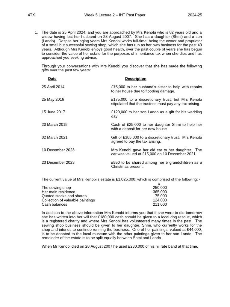 Inheritance Tax Guidance for Mrs Kenobi | PDF | Government Finances | Taxes