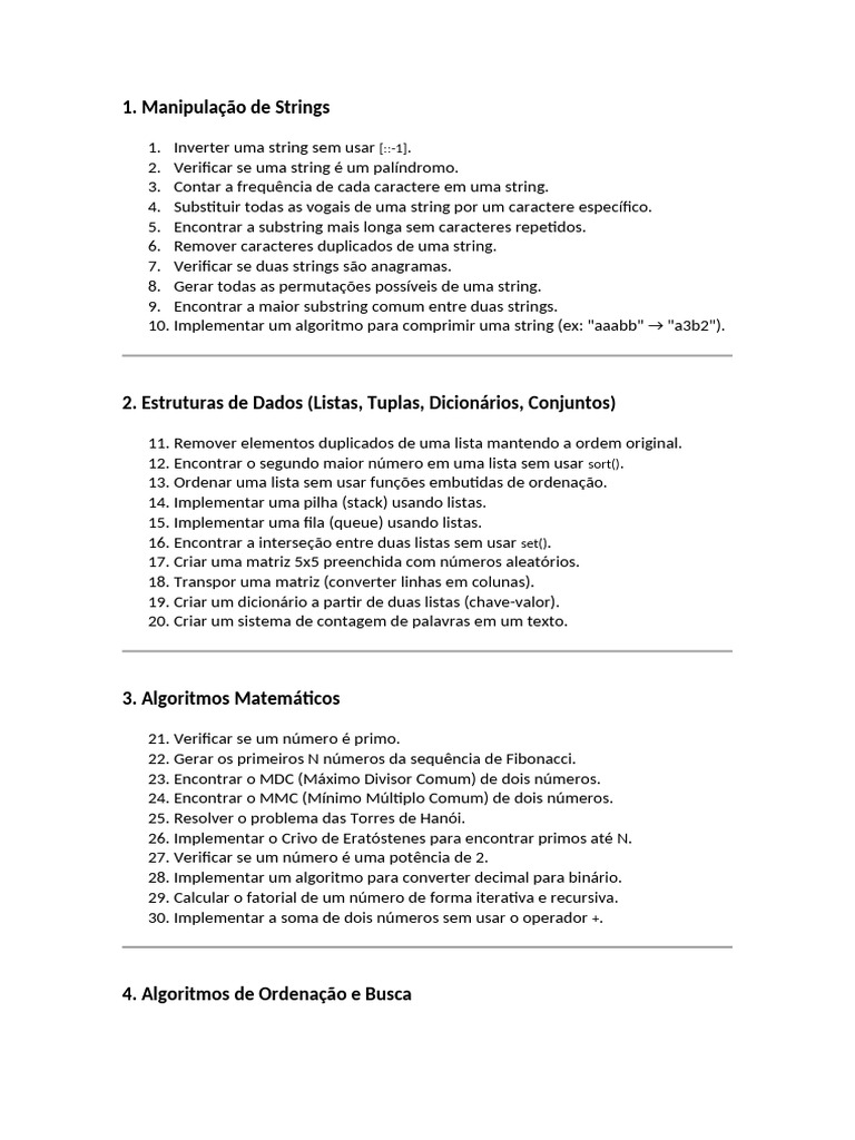 Exercícios Práticos de Python | PDF | String (Ciência da Computação ...