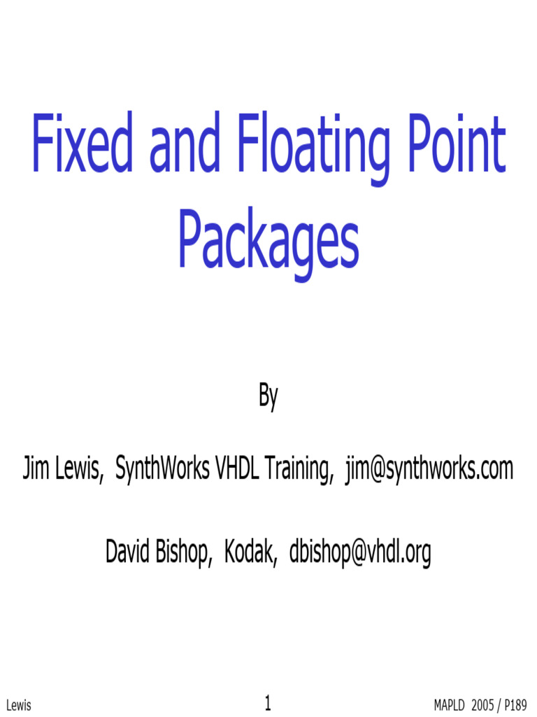 Fixed and Floating Point VHDL Packages | PDF | Arithmetic | Theory Of ...