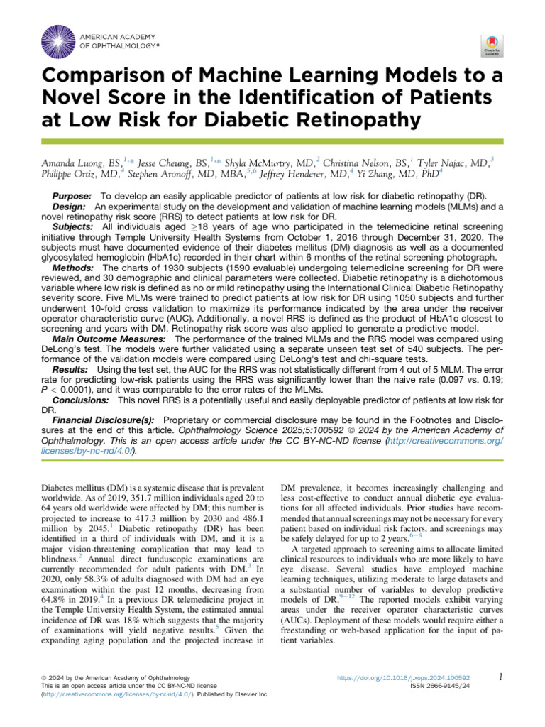 Machine Learning for Diabetic Retinopathy Risk | PDF | Receiver ...