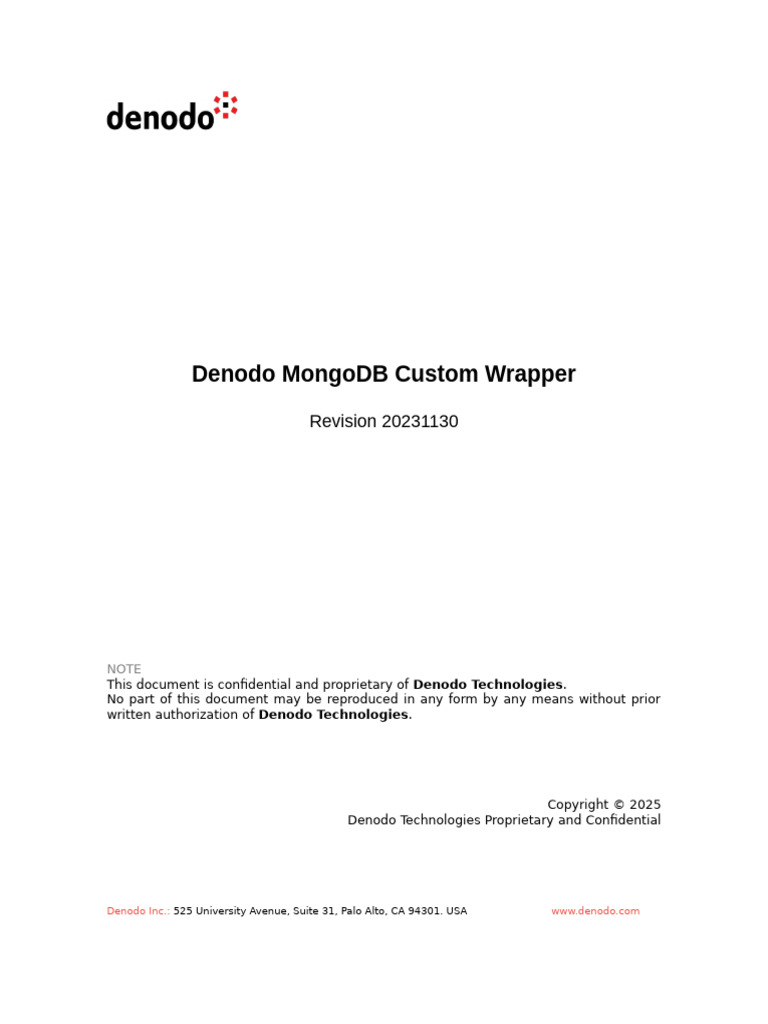 Denodo MongoDB Custom Wrapper - User Manual 20231130 | PDF | Mongo Db ...
