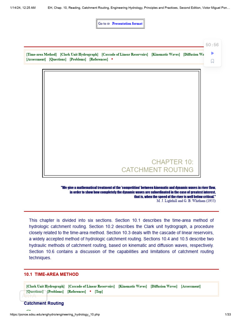 Catchment Routing in Engineering Hydrology | PDF | Discharge (Hydrology ...