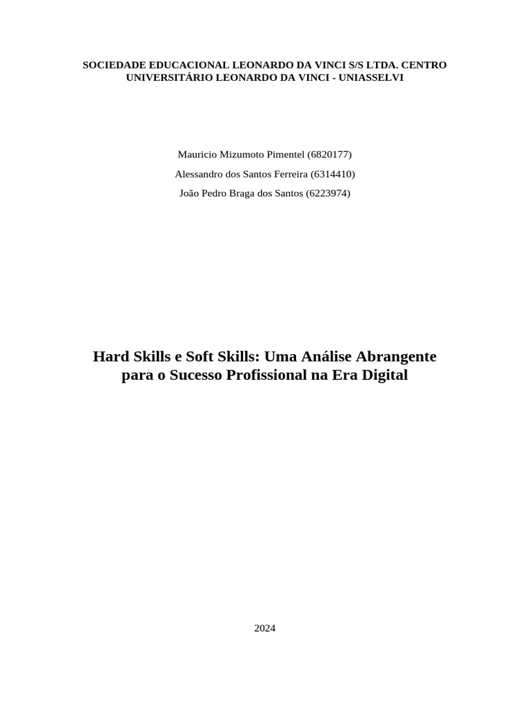 Hard Skills e Soft Skills no Sucesso Profissional | PDF | Comunicação ...
