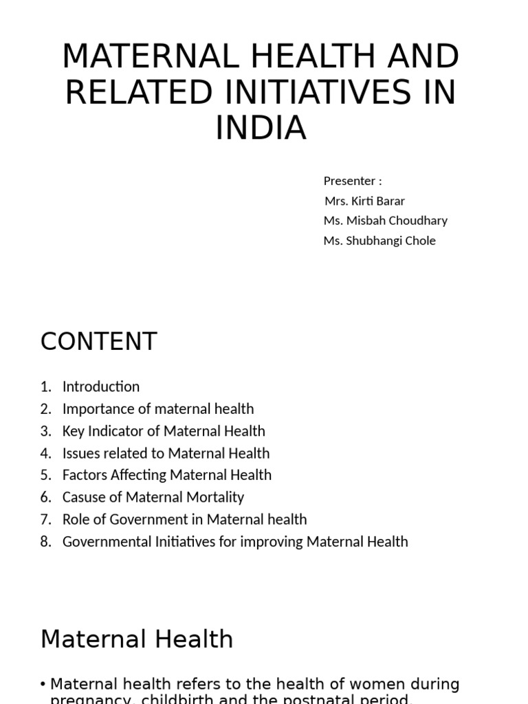 Maternal Health Initiatives in India | PDF | Maternal Health | Maternal ...