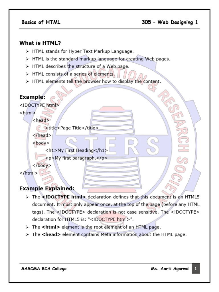 305 Wd 1 HTML Basics | PDF | Html | Html Element