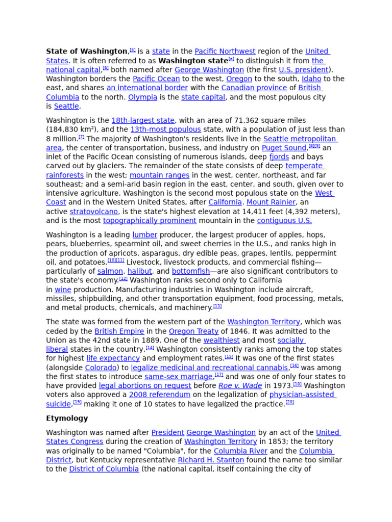 Overview of Washington State Facts | PDF | Washington (State)