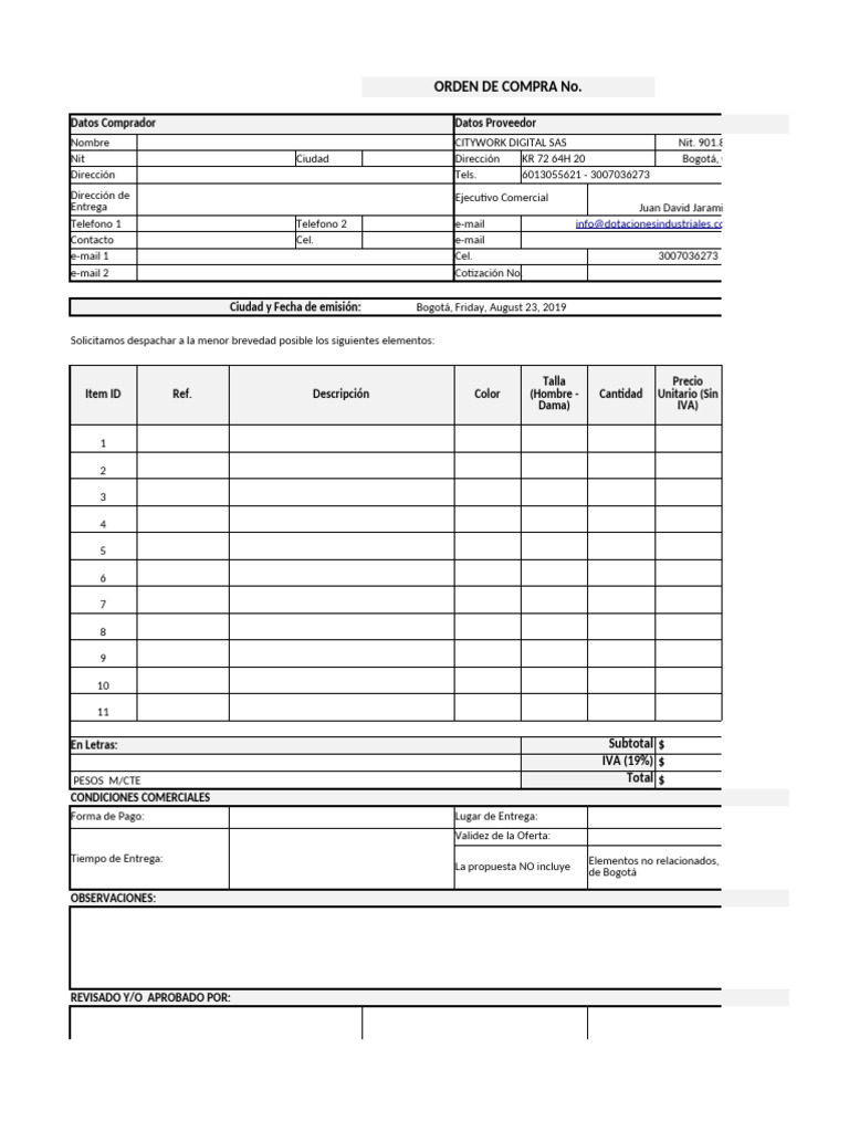 Orden de Compra Ciudadwork Digital SAS | PDF