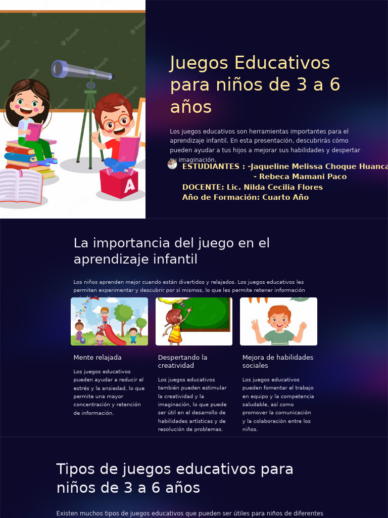 Juegos Educativos para Niños de 3 a 6 Años | PDF | Aprendizaje ...