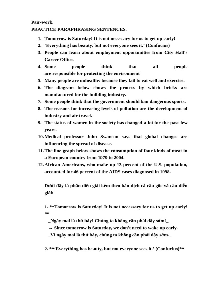3-Paraphrasing (Pair-Work) | PDF