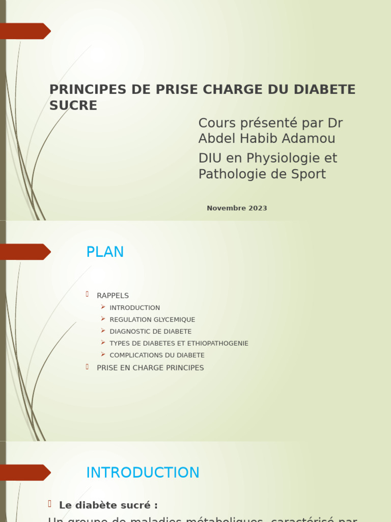 Prise en charge du diabète sucré | PDF | Insuline | Spécialités médicales
