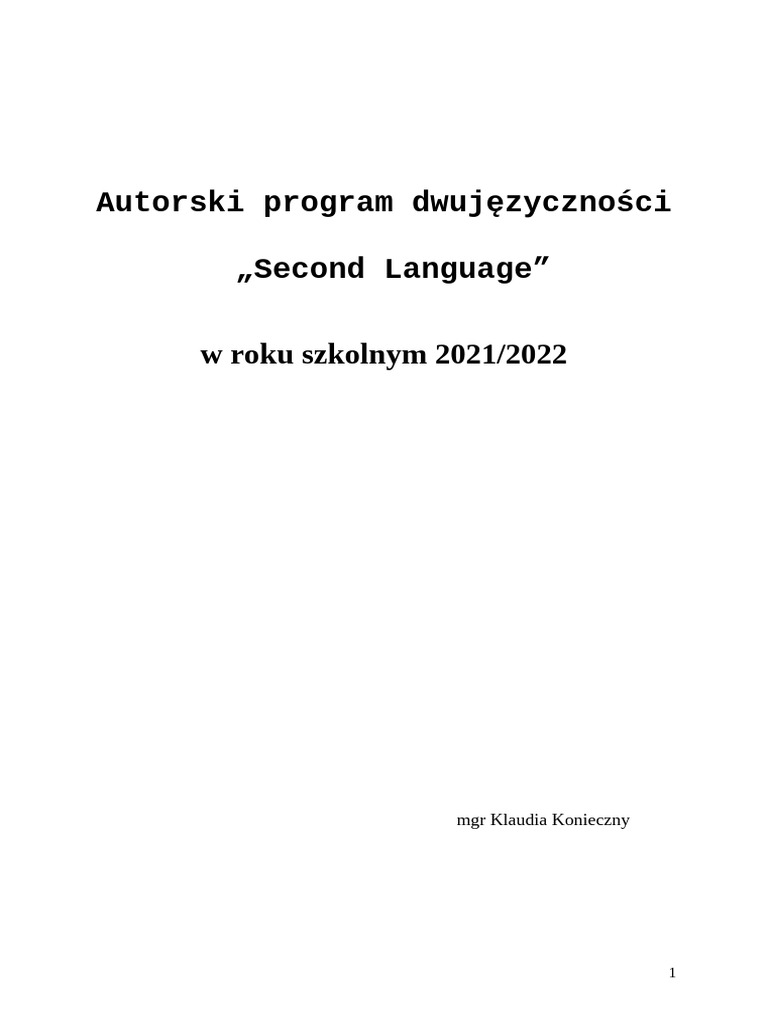 Second Language | PDF