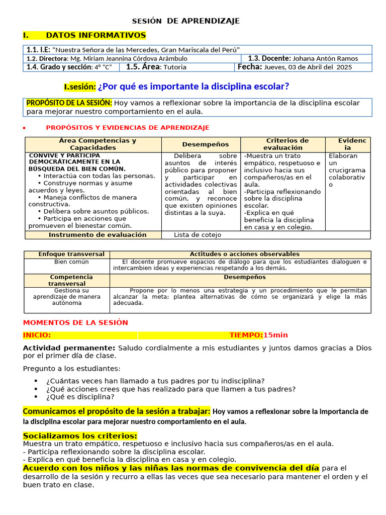 Importancia de la Disciplina Escolar | PDF | Salón de clases | Escuelas