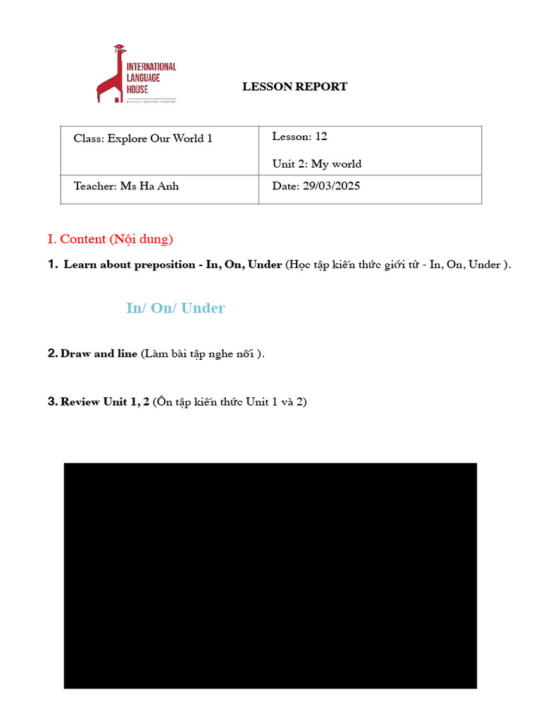 Lesson Report Level 1 - Lesson 12 | PDF
