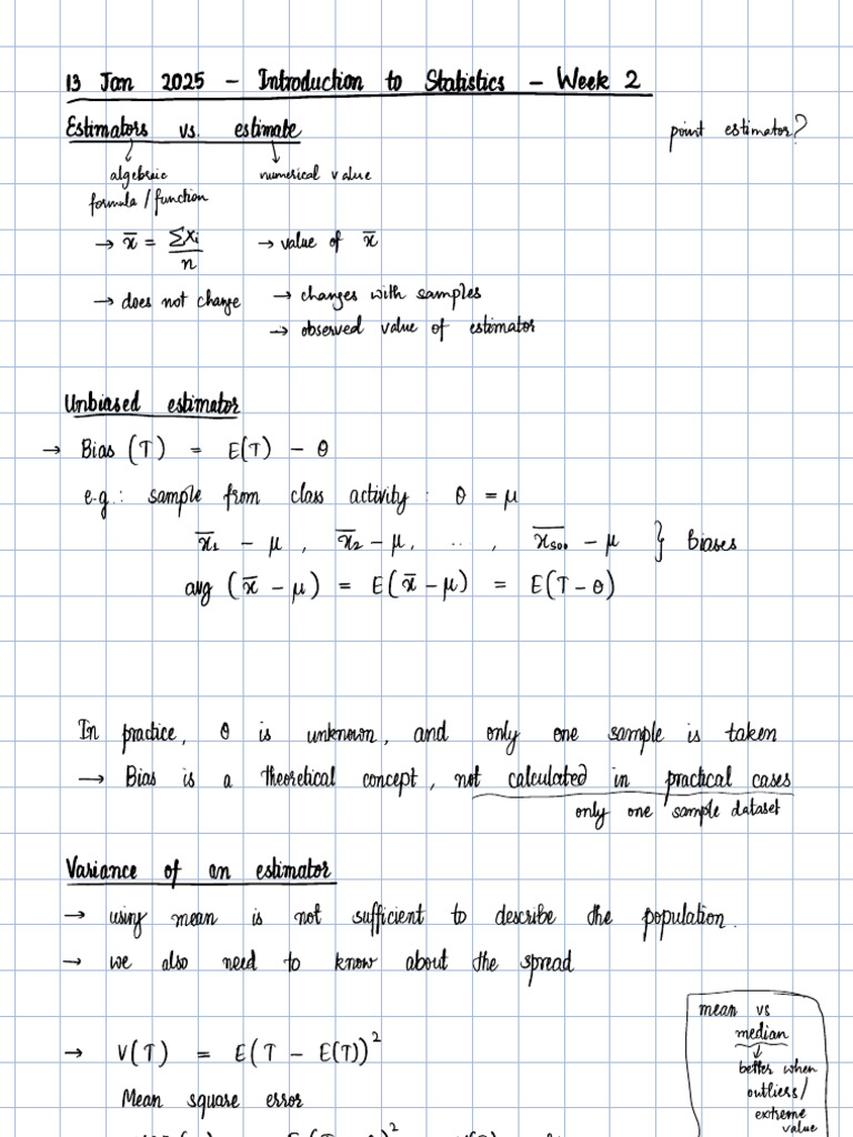 Introduction To Statistics - Week 02 | PDF | Estimator | Bias Of An ...