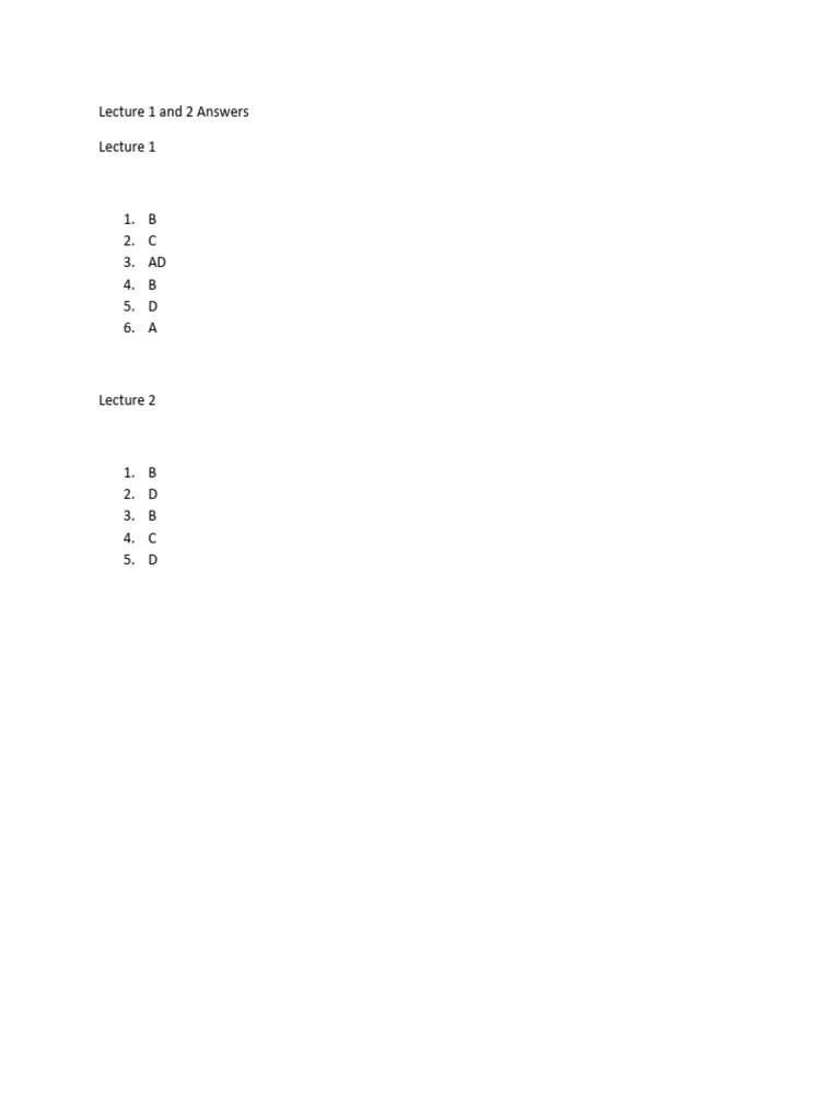 101Lecture+1+and+2+Answers | PDF