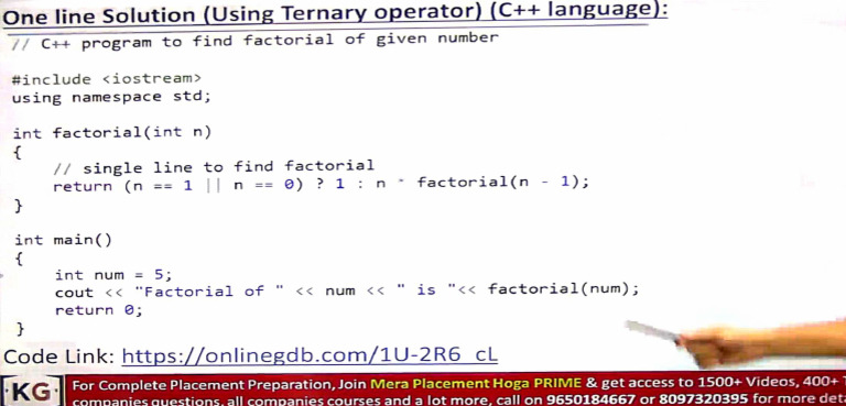 C++ Ternary Operator for Factorial | PDF