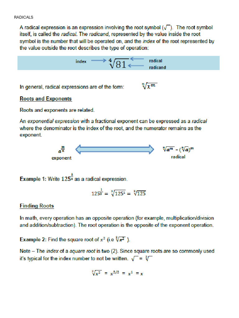 Simplifying and Rationalizing Radicals | PDF