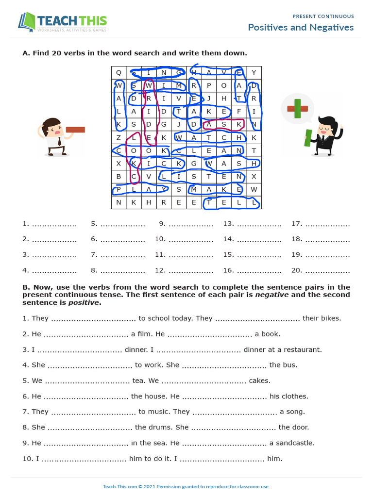 Positives and Negatives - Present Continuous - Exrc. | PDF | Languages ...