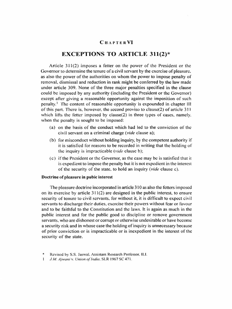 Exceptions to Article 311(2) Explained | PDF | Supreme Court Of The ...