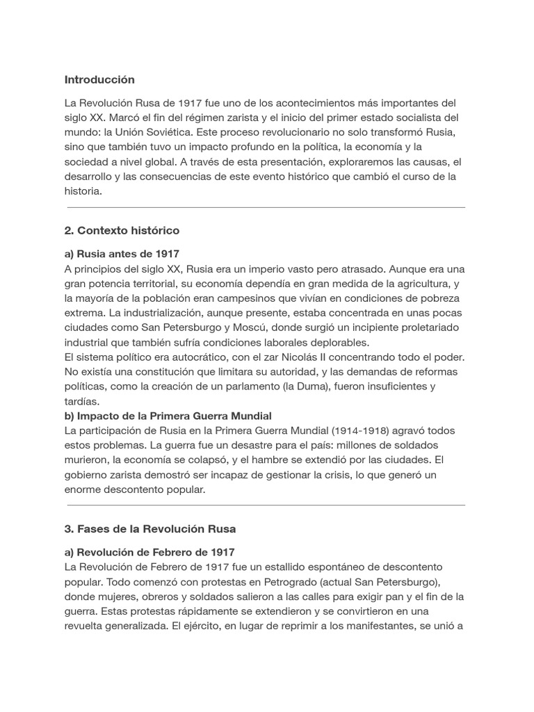 Causas y Consecuencias de la Revolución Rusa | PDF | Unión Soviética ...