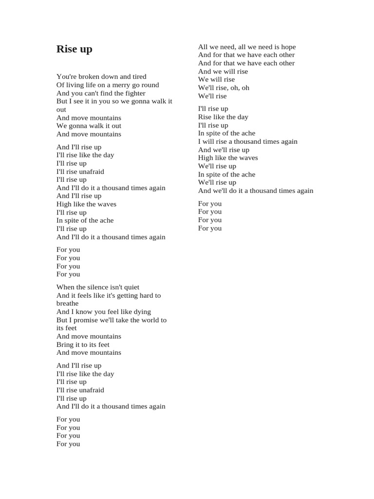 Lyrics for Songs in English | PDF | Dream