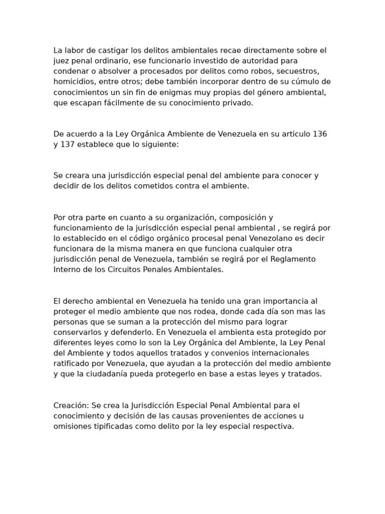 Jurisdicción Penal Ambiental en Venezuela | PDF | Derecho penal | Venezuela